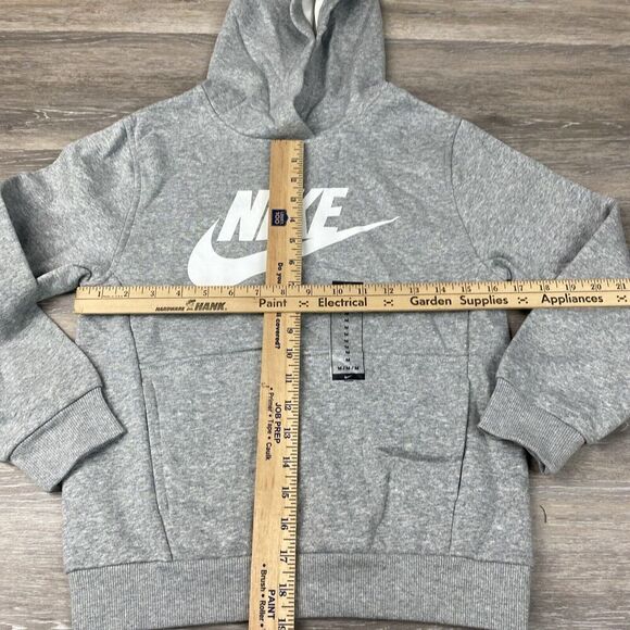 Nike Youth Sportswear Club Fleece Hooded Sweatshirt Light Gray Size M FD2988-063 - Picture 2 of 5